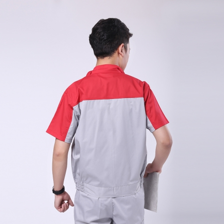 大红配浅灰静电服-4