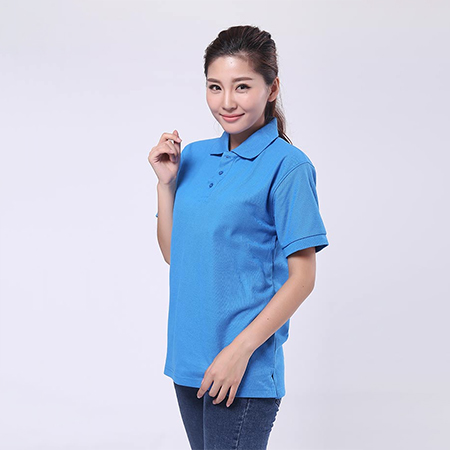 湖蓝色丝光棉t恤衫工作服-2