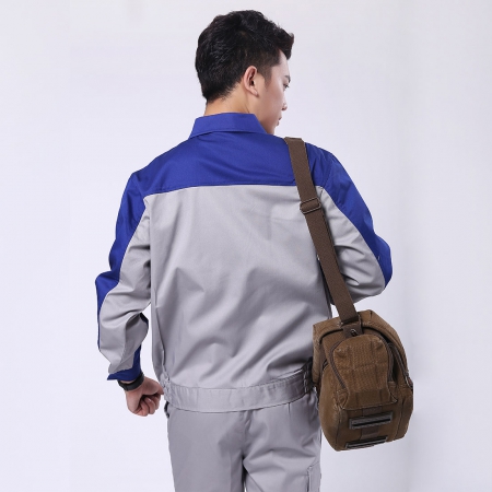 艳蓝配浅灰春秋工作服-5