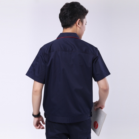 藏青拼橘黄夏季工作服-4