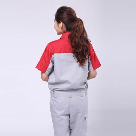 大红配浅灰静电服-3