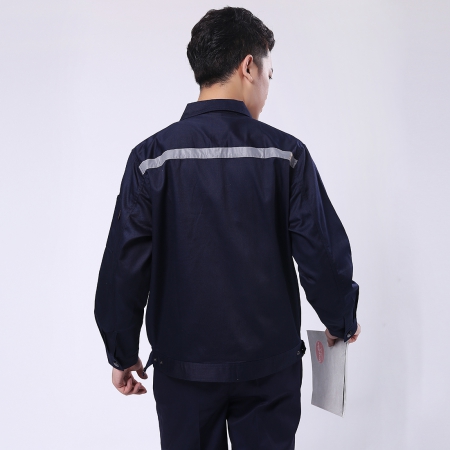 藏青拼米色工作服-5
