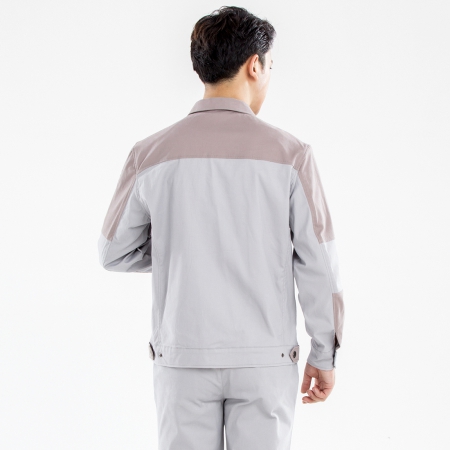 米灰拼驼色工作服-5
