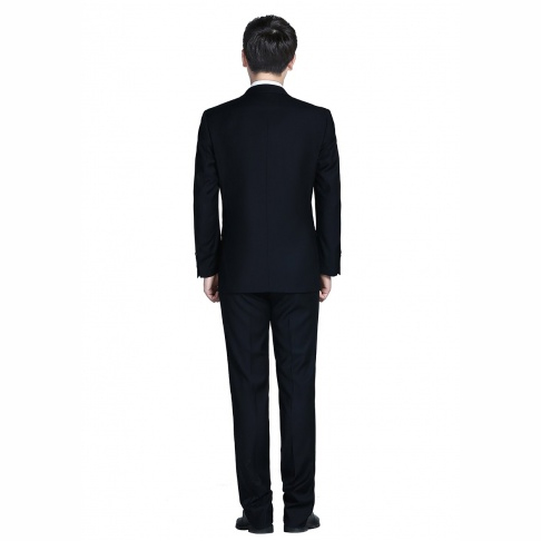 黑色商务两粒扣西服-5
