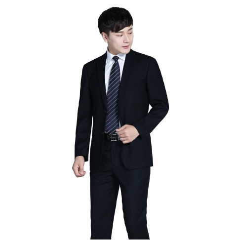 黑色商务两粒扣西服