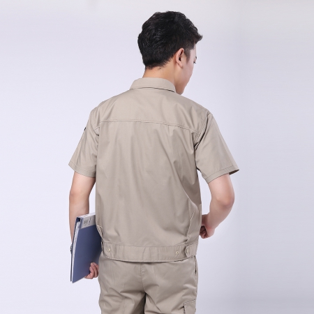 驼色配深蓝夏季工作服-3
